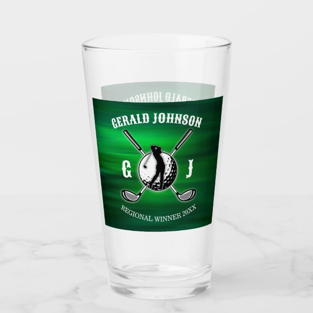 Custom Elegant Golf Monogram Design Glass (Front)