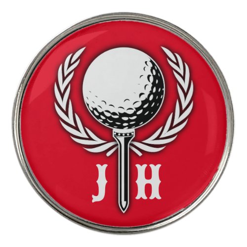 Custom Elegant Golf Monogram Design Golf Ball Marker