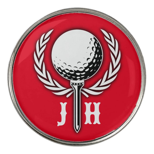Custom Elegant Golf Monogram Design Golf Ball Marker (Front)