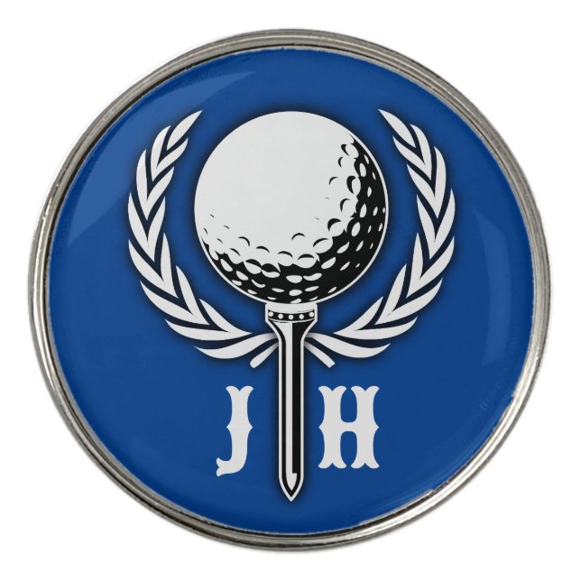 Custom Elegant Golf Monogram Design Golf Ball Marker (Front)