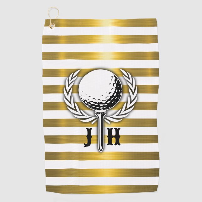 Custom Elegant Golf Monogram Design Golf Towel (Front)