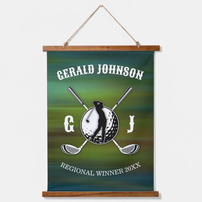 Custom Elegant Golf Monogram Design Hanging Tapestry (Front)