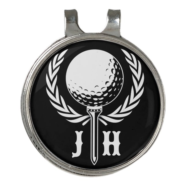 Custom Elegant Golf Monogram Design Hat Clip (Front)