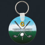 Custom Elegant Golf Monogram Design Keychain<br><div class="desc">Minimalist Custom Elegant Golf Monogram Design by Edward Eksi. Easy modification of INITIALS and TEXTS for your needs.</div>