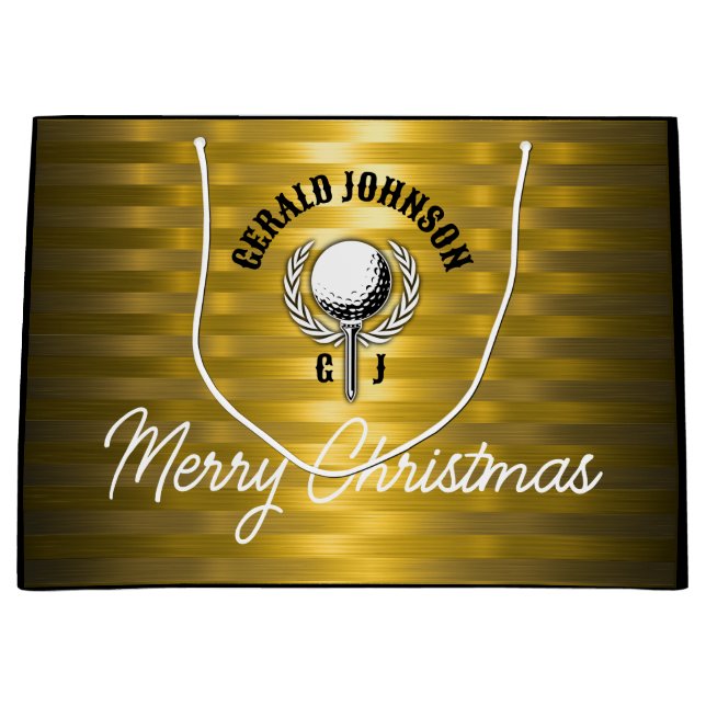 Custom Elegant Golf Monogram Design Large Gift Bag (Front)