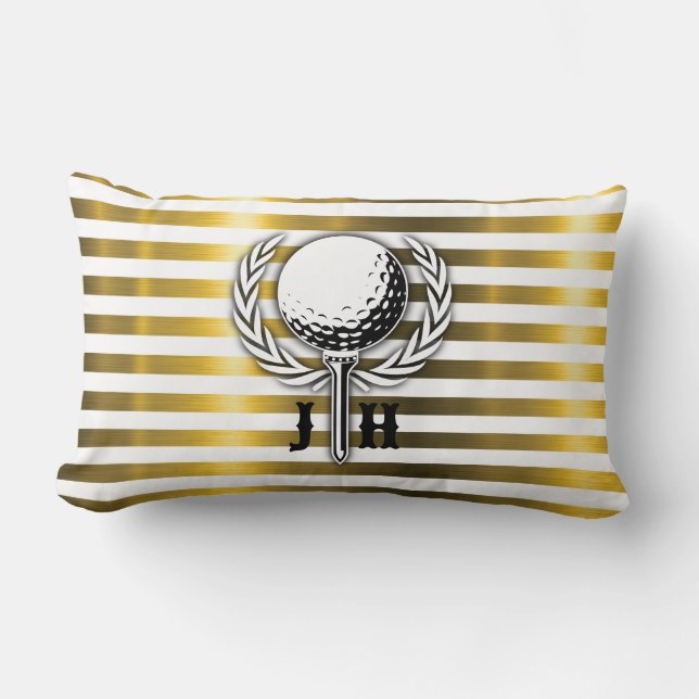Custom Elegant Golf Monogram Design Lumbar Pillow (Front)