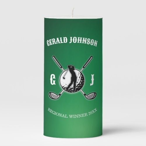 Custom Elegant Golf Monogram Design Pillar Candle