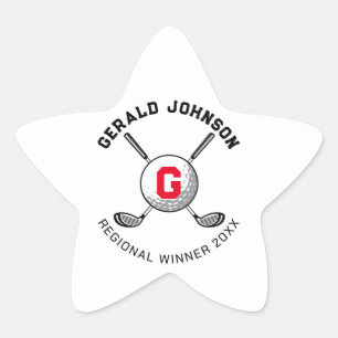 Custom Elegant Golf Monogram Design Star Sticker