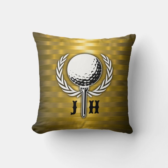 Custom Elegant Golf Monogram Design Throw Pillow (Front)