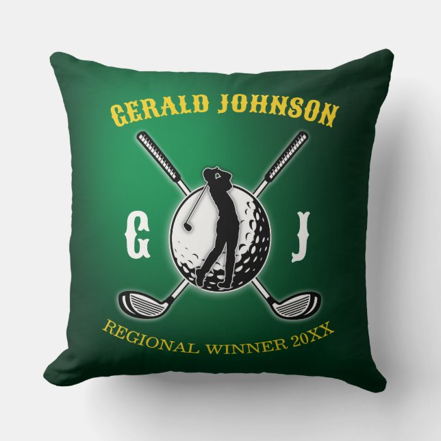 Custom Elegant Golf Monogram Design Throw Pillow (Front)
