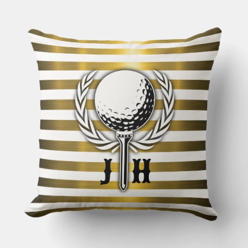 Custom Elegant Golf Monogram Design Throw Pillow