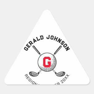 Custom Elegant Golf Monogram Design Triangle Sticker
