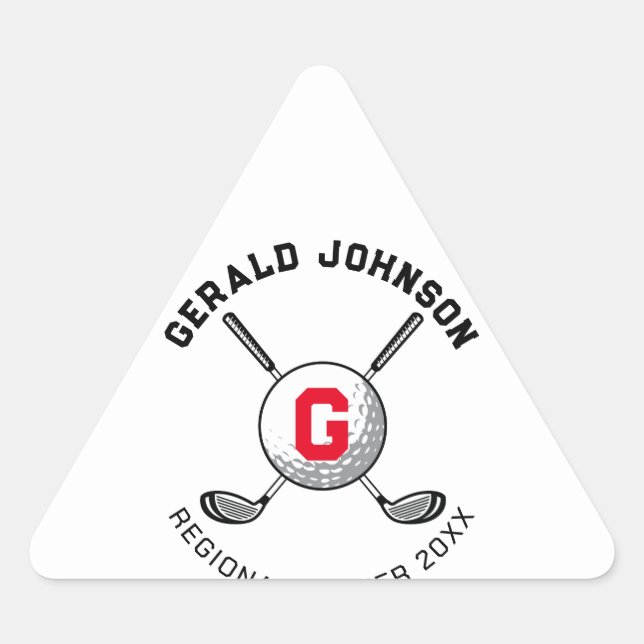 Custom Elegant Golf Monogram Design Triangle Sticker (Front)