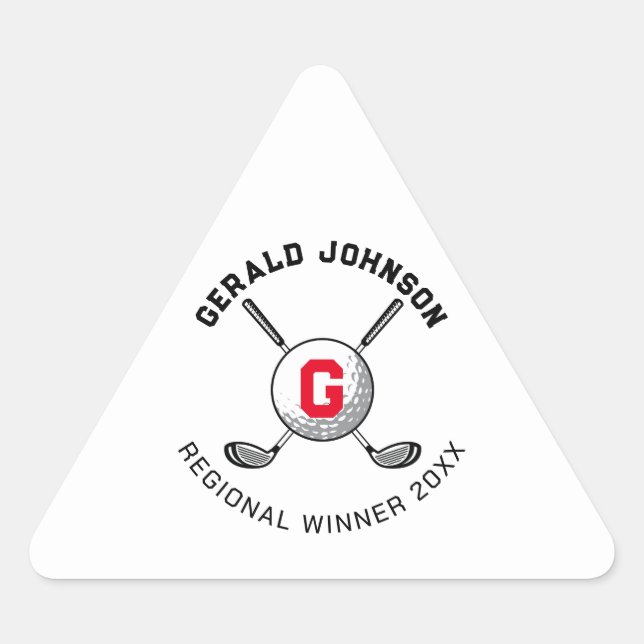 Custom Elegant Golf Monogram Design Triangle Trian Sticker (Front)