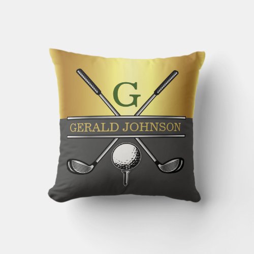 Custom Elegant Golf Monogram Throw Pillow