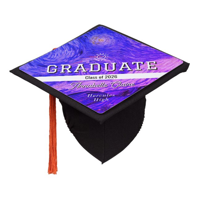 Custom Elegant Graduation Cap Topper Class of 2026 (Angled)