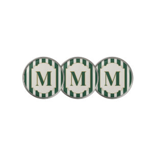 Custom Elegant Green Monogram Golf Ball Marker