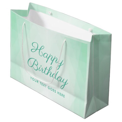 Custom Elegant Green Typography Happy Birthday Large Gift Bag