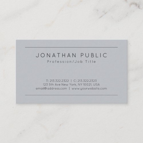 Custom Elegant Grey Modern Minimalistic Template Business Card
