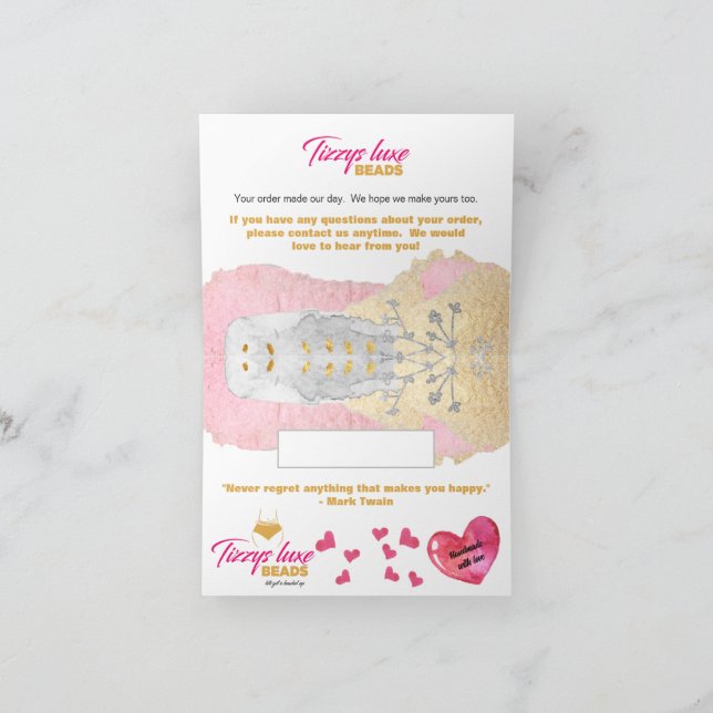 CUSTOM Elegant Handmade Bead Jewelry Thank You R1 (Inside)