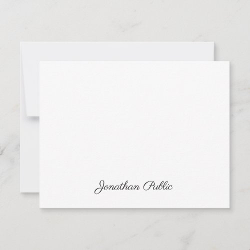 Custom Elegant Handwritten Script Text Simple Flat Note Card