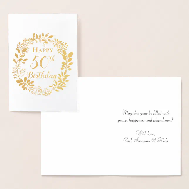 Custom Elegant Happy Birthday Real Gold Foil Card | Zazzle