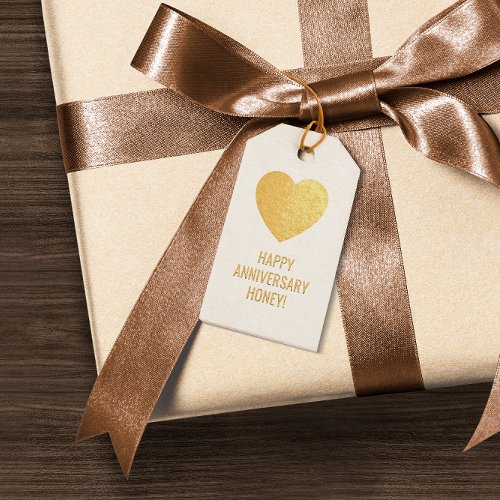 CUSTOM Elegant Happy Valentines Day Foil Heart Foil Gift Tags
