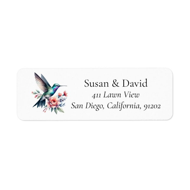 Custom Elegant Hummingbird Floral Label (Front)