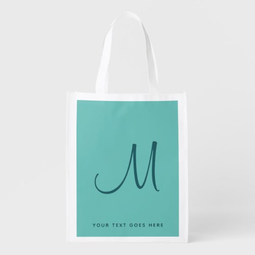 Custom Elegant Initial Letter Monogram Template Grocery Bag
