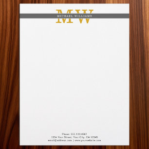 Custom Elegant Initials Monogram Personalized Letterhead