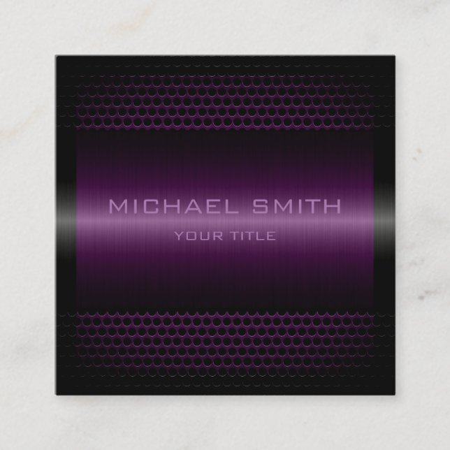 Custom Elegant Lavender Stainless Metal Square Business Card (Front)