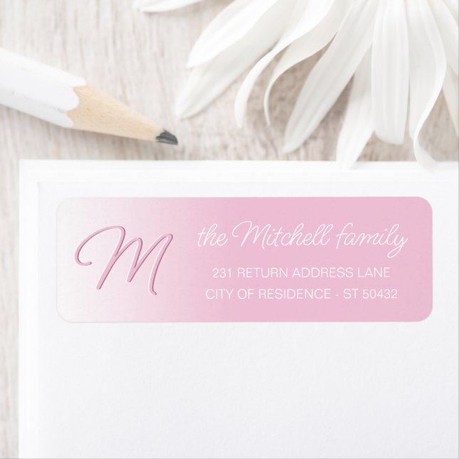 Custom Elegant Light Cotton Candy Pink Monogram Label (Insitu)