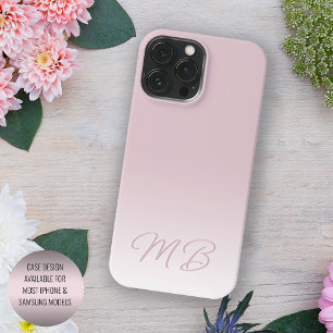 Custom Elegant Light Dusty Rose Mauve Monogram iPhone 15 Pro Max Case