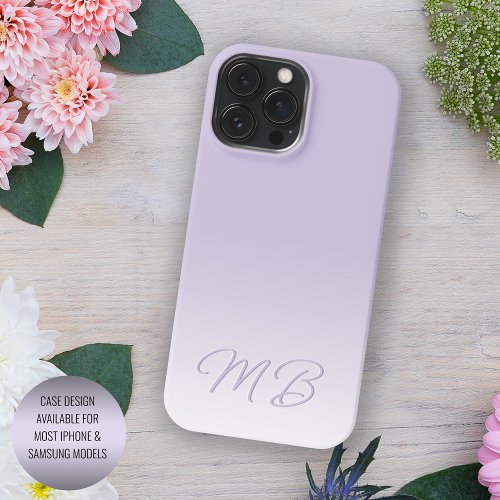 Custom Elegant Light Lavender Violet Monogram Case_Mate iPhone 14 Pro Max Case