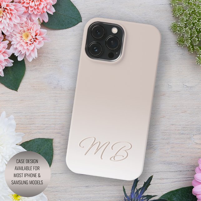 Custom Elegant Light Neutral Beige Cream Monogram Case-Mate iPhone Case (Creator Uploaded)