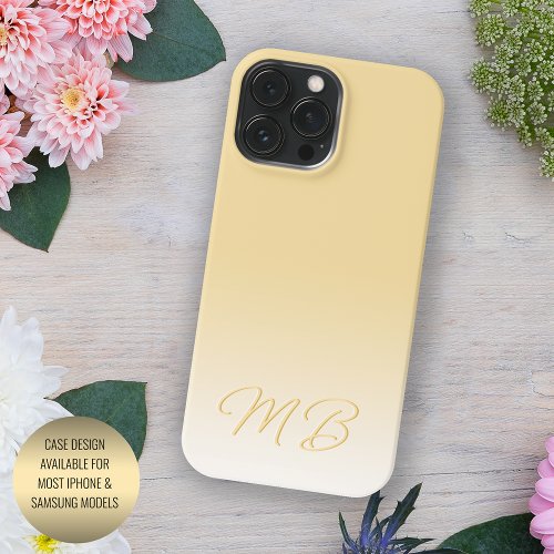 Custom Elegant Light Tuscan Sun Yellow Monogram Case_Mate iPhone 14 Pro Max Case