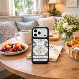 Custom Elegant Mandala Gold Navy iPhone 17 Pro Case