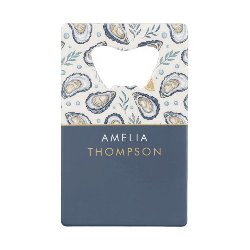 Custom Elegant Marine Oysters Credit Card Bottle Opener