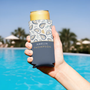 Custom Elegant Marine Oysters Seltzer Can Cooler