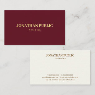 Custom Elegant Maroon Red Luxury Professional Business Card
