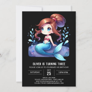 Custom Elegant Mermaid Birthday Invitation