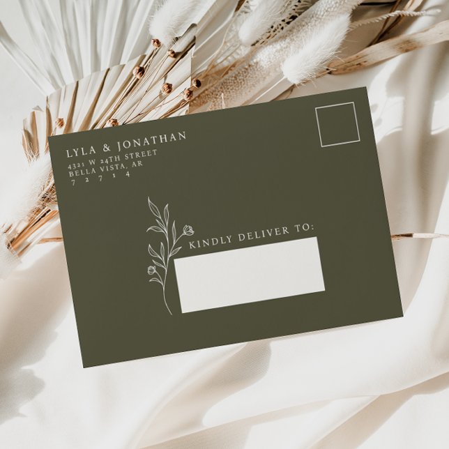 Custom Elegant Minimalist Dark Olive Wedding Envelope (Creator Uploaded)