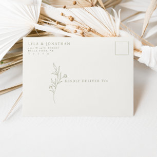 Custom Elegant Minimalist Ivory & Olive Wedding Envelope