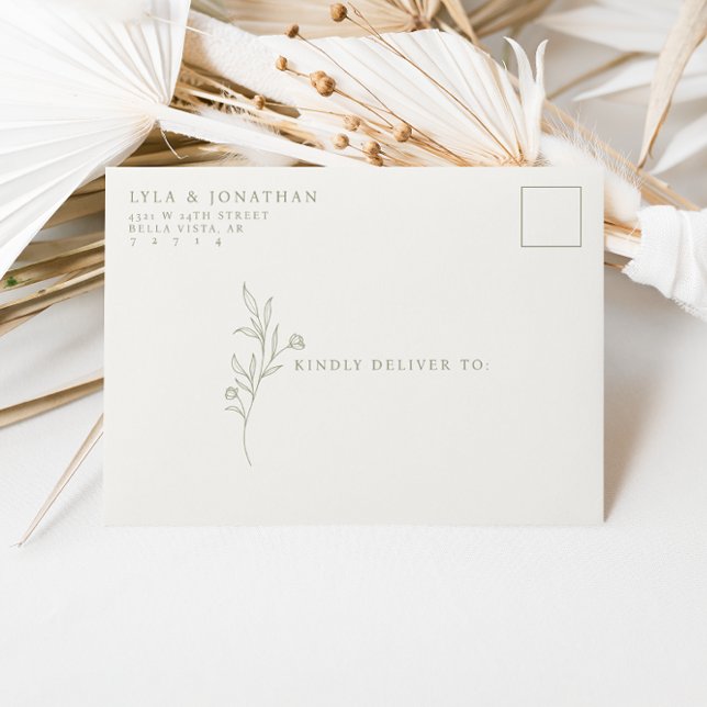 Custom Elegant Minimalist Ivory & Olive Wedding Envelope (Creator Uploaded)
