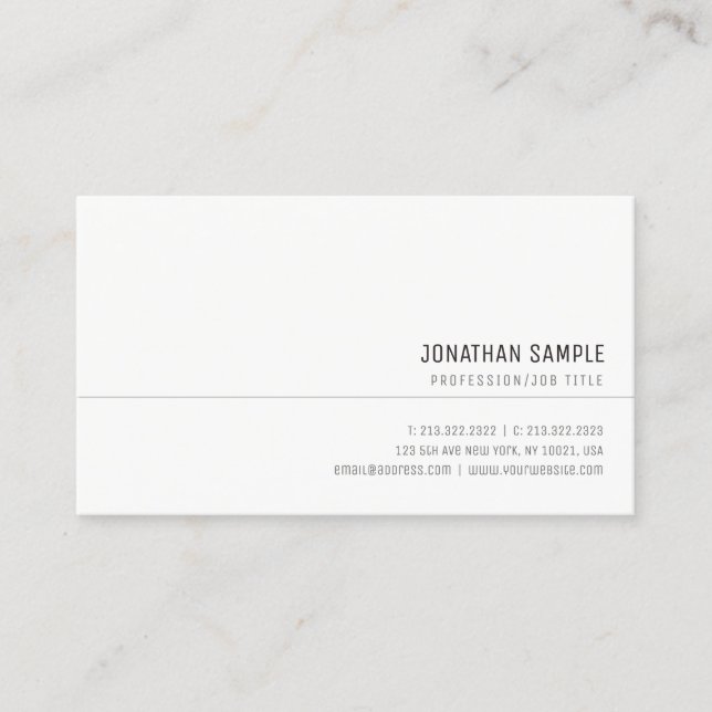 Custom Elegant Minimalist Professional Simple Top Business Card (Front)
