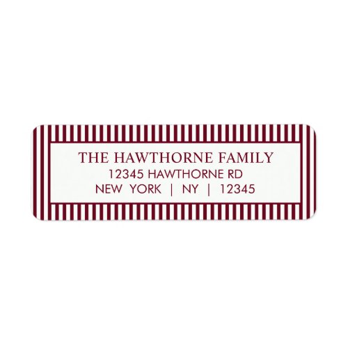 Custom Elegant Minimalist Stripe Return Address Label