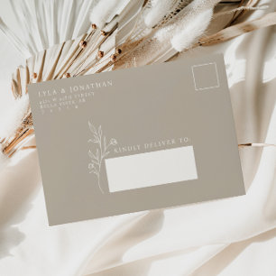 Custom Elegant Minimalist Taupe Wedding Envelope