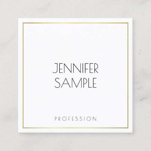Custom Elegant Minimalist Template Gold White Square Business Card