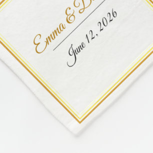 Custom Elegant Minimalist Wedding Names & Date Fleece Blanket