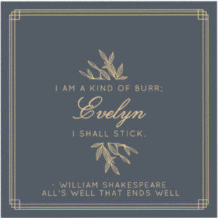 Custom Elegant Minimalist Witty Quote Navy Gold Sticker